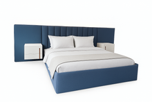 Load image into Gallery viewer, Sullivan deluxe luxury bespoke bed with floating bedside tables and LED lighting
