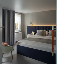Load image into Gallery viewer, Sullivan deluxe luxury bespoke bed with floating bedside tables and LED lighting
