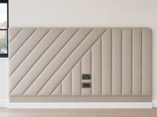 Load image into Gallery viewer, Tangent made to measure upholstered headboard for luxury bedroom
