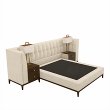 Load image into Gallery viewer, Upstate luxury bespoke bed base with integrated drawers and mirrored tops
