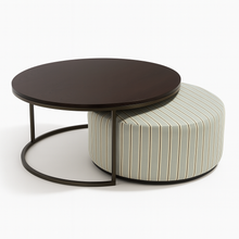 Load image into Gallery viewer, Venice bespoke luxury coffee table and ottoman set handcrafted in Britain for luxury interior design, contemporary London living, bespoke furniture projects, and sophisticated luxury lifestyle interiors.
