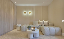 Load image into Gallery viewer, Luxury bespoke Blake sectional sofa with contour stitching in London living room
