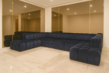 Load image into Gallery viewer, Luxury bespoke Blake sectional sofa with contour stitching in London living room
