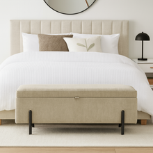 Load image into Gallery viewer, Upholstered luxury storage bench for bespoke interiors
