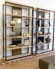 Load image into Gallery viewer, Made in Britain luxury shelving unit mirrored back panel detail
