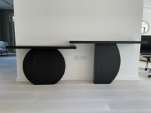 Load image into Gallery viewer, Fulcrum Bespoke Luxury Console Table handcrafted in Britain featuring sculptural architectural styling and premium craftsmanship for luxury interior design projects and sophisticated London living.
