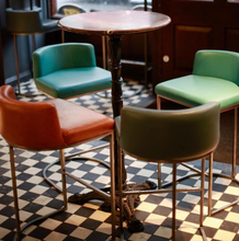 Load image into Gallery viewer, Luxury bespoke Kyla bar stool handcrafted in Britain studio shot
