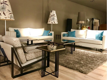 Load image into Gallery viewer, Trio bespoke luxury coffee table handcrafted in Britain for luxury interior design, contemporary London living, and sophisticated luxury lifestyle interiors.
