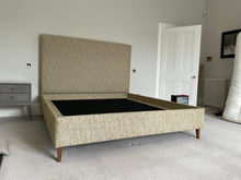 Load image into Gallery viewer, Brolin luxury bed base with slim upholstered frame and wooden legs
